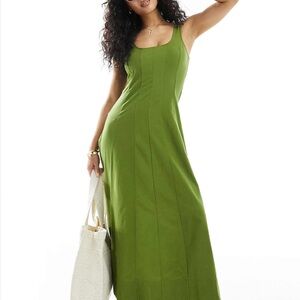 ASOS DESIGN seamed maxi tennis sundress in khaki